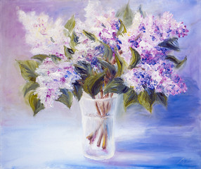 Lilacs in a Vase, oil painting on canvas © Valenty