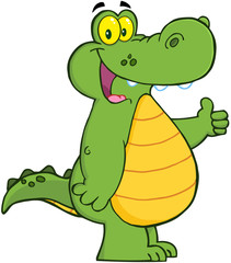 Fototapeta premium Smiling Alligator Or Crocodile Showing Thumbs Up
