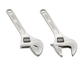 Tools: adjustable wrench, isolated on white background