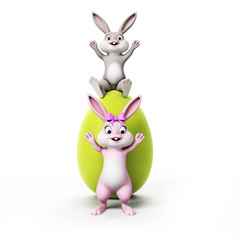 3d rendering of a cute easter bunny