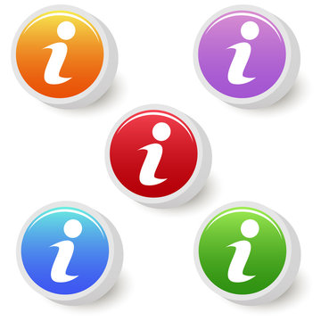 Five colorful info buttons