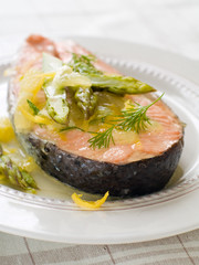 Steamed salmon