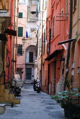 Colorful houses in the small alleys of San Remo, Italy