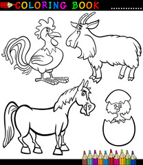 Fototapeta na wymiar Farm Animals Cartoon dla Coloring Book
