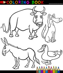 Cartoon boerderijdieren om in te kleuren