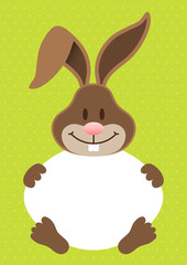 Easter Bunny Holding Egg Frame Dots Green