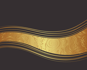 Vintage damask seamless background with a gold ribbon