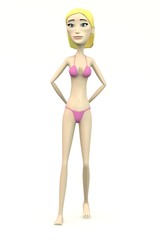cartoon female character in swimsuit - bossy