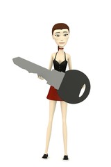 3d render of cartoon character  - with car key
