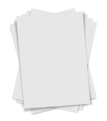 close up of stack of papers on white background - 49619838