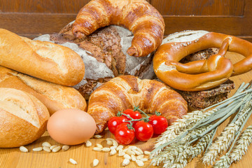 Different types of Bread and tomatoes