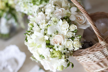 wedding bouquets in basket