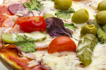Fototapeta na wymiar Pizza with salami