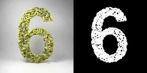 Number Six with alpha matte for easy isolation