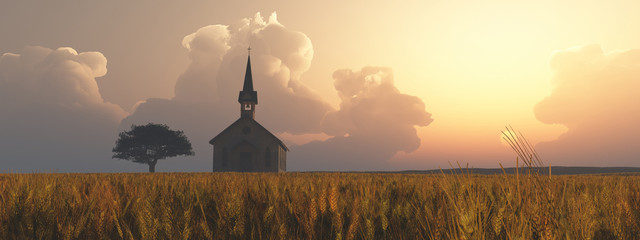 Prarie Church Sunset