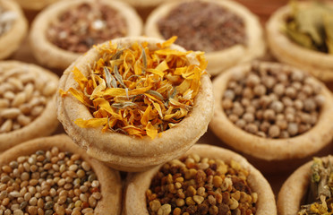 Marigold petals dried and other spices
