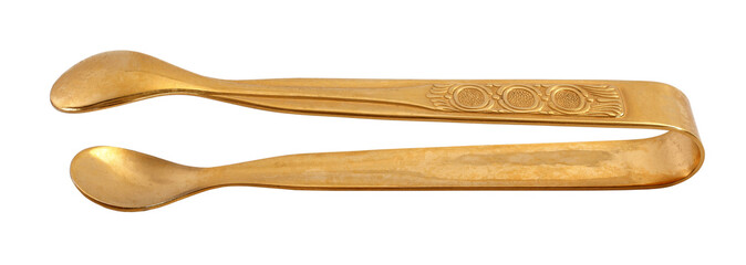 Golden spoon tongs for sugar cubes or ice