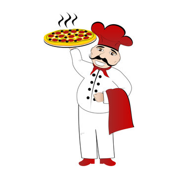 recommend clip art: Chef pizza vector
