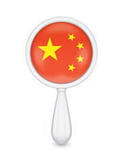 Loupe with chinese flag.