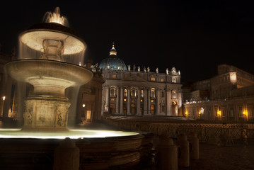 Fototapeta na wymiar Św Piotra i fontanna Berniniego w Rzymie