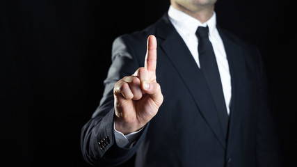 man pressing a button virtually