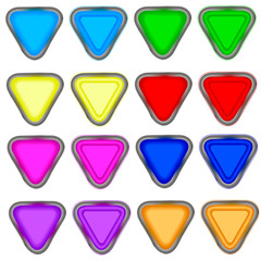four color triangular button in the white background