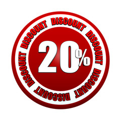 20 percentages discount 3d red circle label