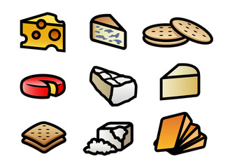 Cheese and Crackers Icon Set