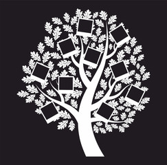 Family  genealogical tree on black background, vector