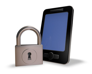 smartphone und vorhängeschloss