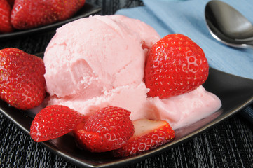 Closeup of delicious strawberry yogurt