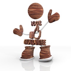 unique guarantee Illustration with wooden 3d character