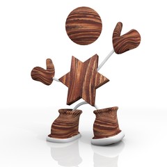 ecological wooden star 3d chracter and Illustration