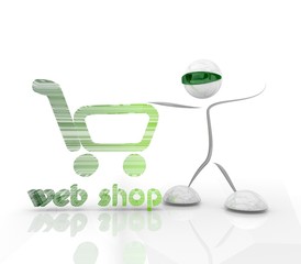 shopping webshop hologram icon with 3d character