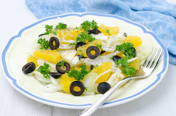 salad with fennel, orange and olives horizontal
