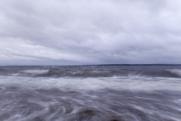 Baltic ocean a cloudy rainy day, Ekerum, Sweden