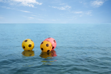 Naklejka premium Buoys safety for swimmers at sea.
