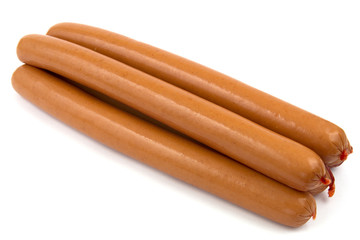 Polish sausages on white background