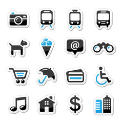 Travel tourism and transport icons set - vector