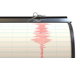 Seismograph instrument recording ground motion during earthquake