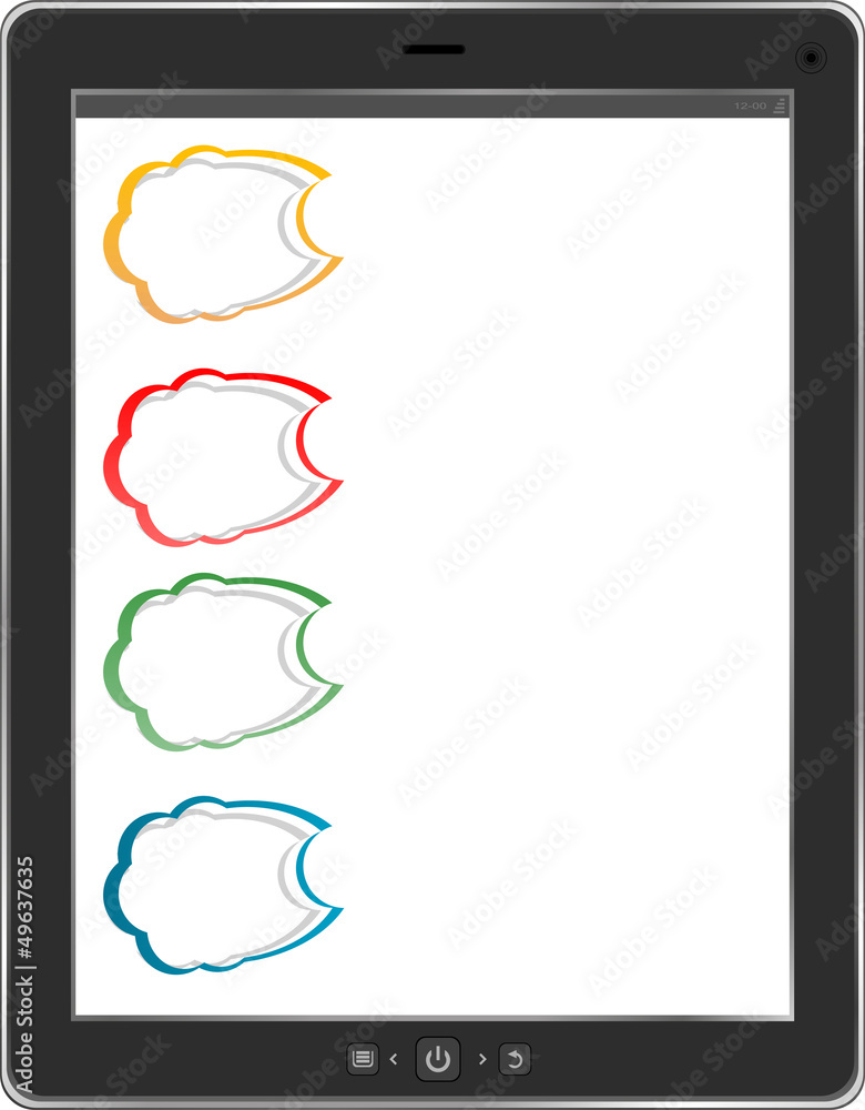 Poster cloud-computing connection on the digital tablet pc. isolated