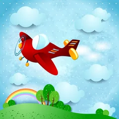 Photo sur Plexiglas Arc en ciel Avion rouge