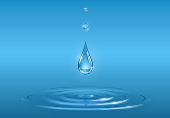 drops falling into pure water vector illustration EPS10.