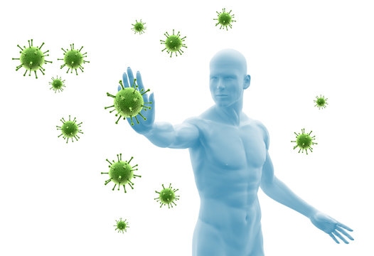 3D Illustration: Immunsystem, Bakterien, Abwehrkräfte