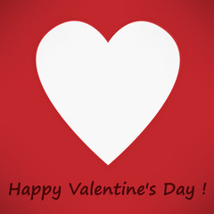 white heart on red background.