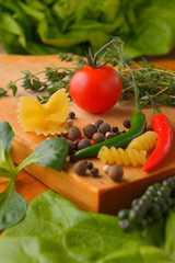 peppers  tomatoes and pasta