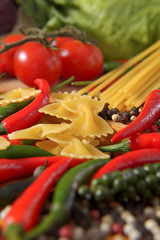 peppers  tomatoes and spaghetti