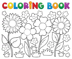 Abwaschbare Fototapete Für Kinder Malbuch mit Blumenthema 2