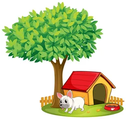 Wandcirkels tuinposter Een witte hond © GraphicsRF