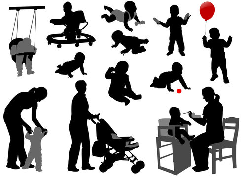 babies and toddlers silhouettes